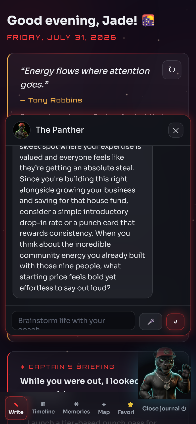 LIZAX JOURNAL: the journal's private ai coach conversation