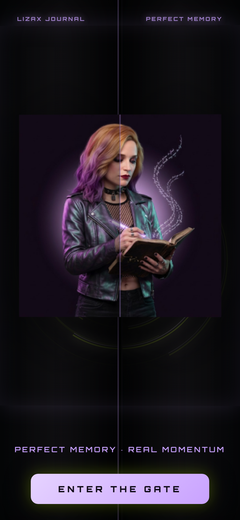 The LIZAX JOURNAL gate — Lia at the door